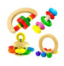 Đồ chơi cho trẻ sơ sinh, lục lạc xúc xắc bằng gỗ có tiếng kêu trong trẻo cho  bé từ 0 đến 6 tháng tuổi, đồ chơi trẻ em benrikids