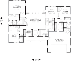 ranch house plan with 3 bedrooms and 3