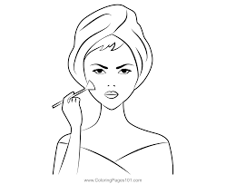using makeup coloring page for