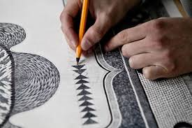 detailed carpets drawn with bic pens