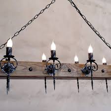 Wood Beam And Wrought Iron Chandelier
