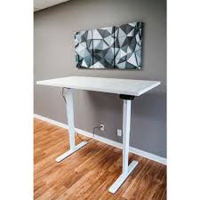 With exceptional stability, looks and speed, the standing desk makes an active workday easy. Ergomax White Electric Height Adjustable Desk Frame W Dual Motor Tabletop Not Included 50 Inch Max Height Abc592wt The Home Depot