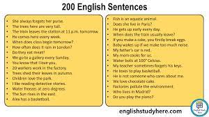 200 english sentences common sentences