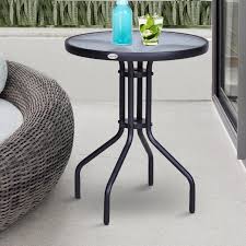 Patio Round Table Tempered Glass Top