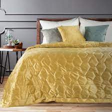 King Size Mustard Velvet Bedspread
