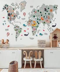 Kids World Map Cork For Nursery Wall