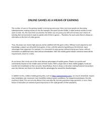 games as a means of earning