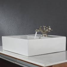Kraus Kcv 150 Sn Square Ceramic Vessel Bathroom Sink With Overflow White