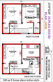 500 sq ft 3bhk house plans