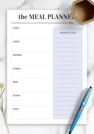 printable meal planner templates