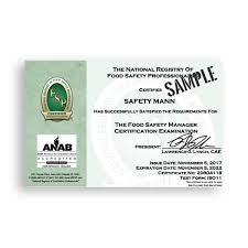 manager food safety certificate reprint