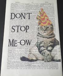 Cat Quote Vintage Dictionary Page Wall