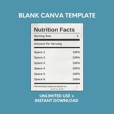 canva template nutrition facts label