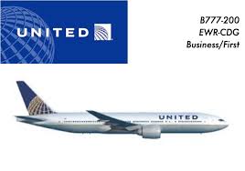 united 777 200 business ewr cdg