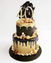 Black And Gold 40th Birthday Drip Cake 40th Birthday Cakes 40th  gambar png