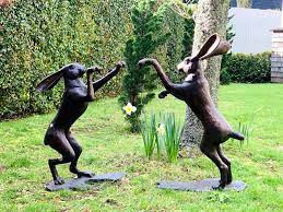 boxing hares garden bronze co