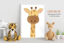 Cute Giraffe Wall Art Design Graphic By