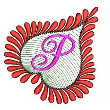 Heart Alphabets P Embroidery Design