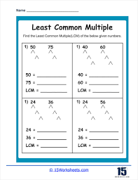 Least Common Multiples Worksheets 15