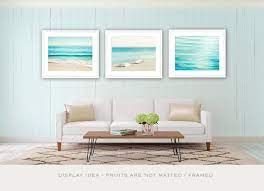 Coastal Wall Art Print Set Of 3 Aqua