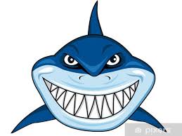 sticker angry shark cartoon pixers uk
