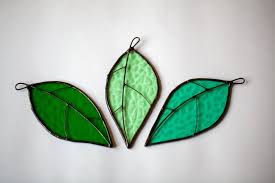 Green Leaf Stained Glass Suncatcher