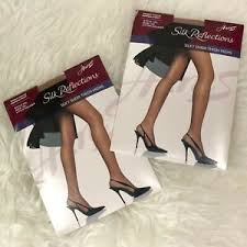 Details About 2 Pairs Hanes Thigh High Silk Reflections Stockings Hose Size C D Little Color