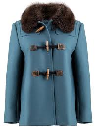 Prada Pre Owned Single Ted Wool Duffle Jacket Blue