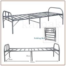 single folding bed steel frame silver