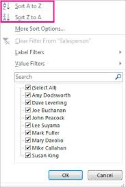 sort data in a pivottable or pivotchart