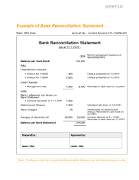 Fillable Online Example Of Bank Reconciliation Statement Fax