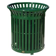 Paris 34 Gal Green Steel Outdoor Trash