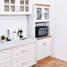 I dont know what is above it but since you have an over the range you can use the mounting screws. Gymax Tall Microwave Cart Stand Kitchen Storage Cabinet Shelves Pantry Cupboard White Walmart Com Walmart Com