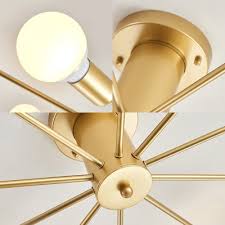 Mid Century Modern Sputnik Ceiling Light Metallic 6 8 10 Lights Gold Semi Flush Lighting Takeluckhome Com