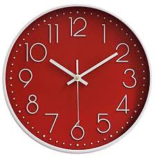 Non Ticking Wall Clock Battery Red