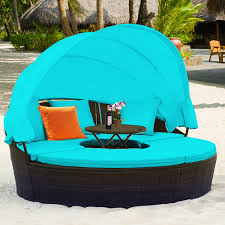 Patio Round Rattan Daybed With