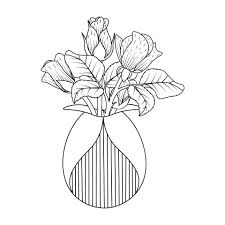 vase of rose flower coloring page