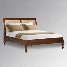 end sleigh bed with rattan headboard