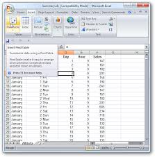 how to create a pivot table in excel 2007