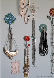 diy jewelry wall display in the