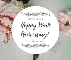 Today, i'm celebrating with sally, the lovely woman who received my living donation one year ago! Black Gould Associates Happy Work Anniversary Tammy Puschel 20 Years With Bga Facebook