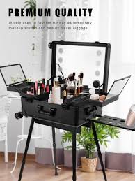rolling makeup train case with lighted