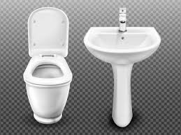 White Toilet Bowl And Sink For Bathroom
