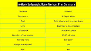 free 6 week bodyweight training plan