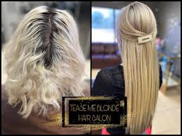 The right way to bleach your hair at home. Tease Me Blonde Hair Salon Bleach Retouch Keratin Bonded Extensions Looking F A B U L O U S For The Upcoming Valentine S Day Ditch The Roses And
