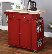red kitchen cart mobile island utility