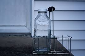 glass milk bottles bucket