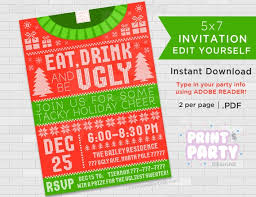 Printable Ugly Sweater Invitations Tacky Sweater