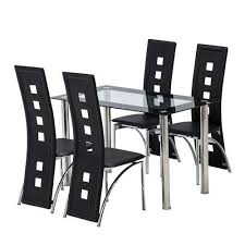 chairs set glass dining rectangle table
