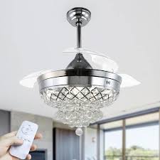 led chrome retractable ceiling fan